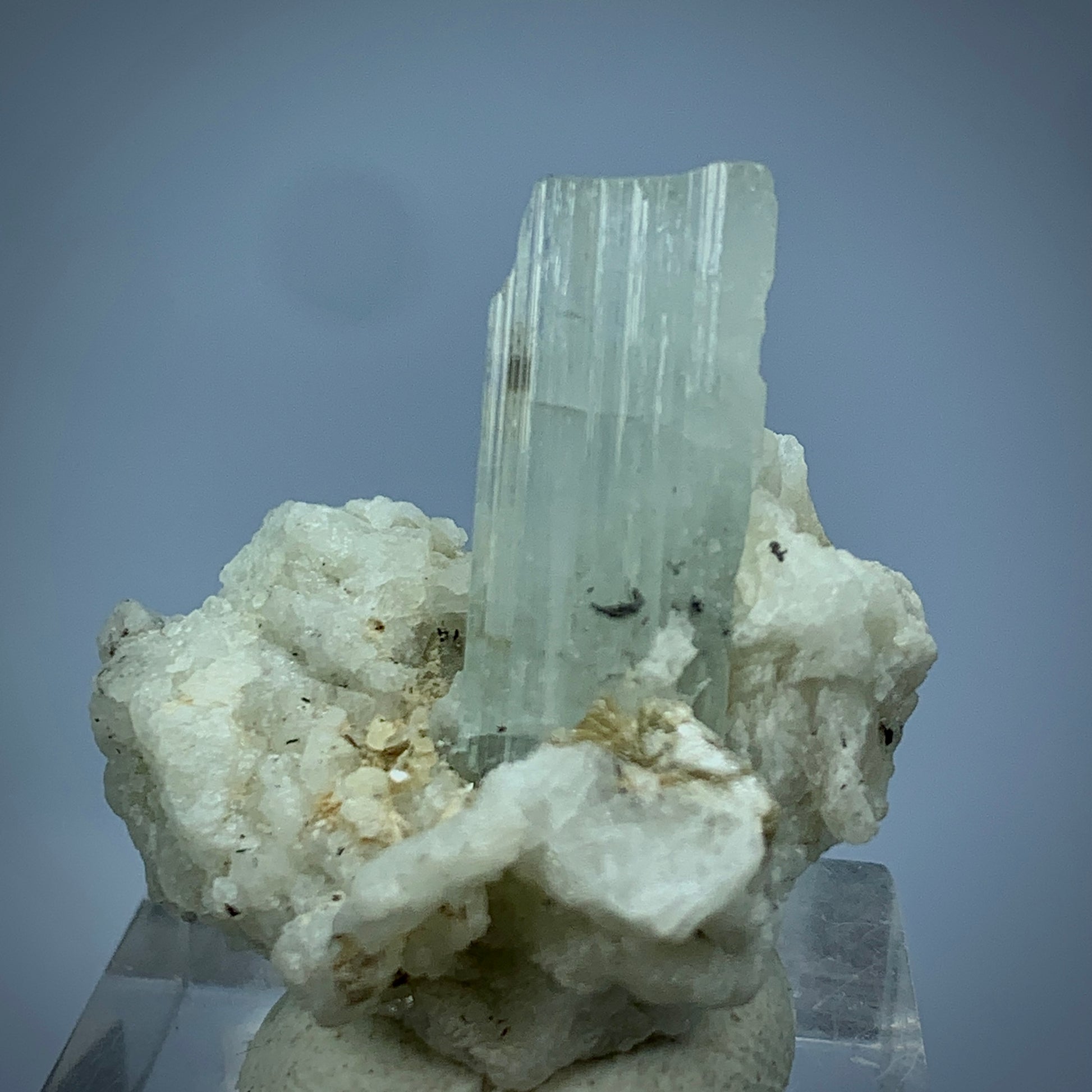 Aquamarine, Etched Aquamarine, Feldspar Matrix,  Pakistan Mineral, Beryl Crystal, Rare Mineral, Natural Etching, Collector Specimen, Miniature Specimen, Pegmatite Mineral, Throat Chakra, Crystal Dimensions, Mineral Association
