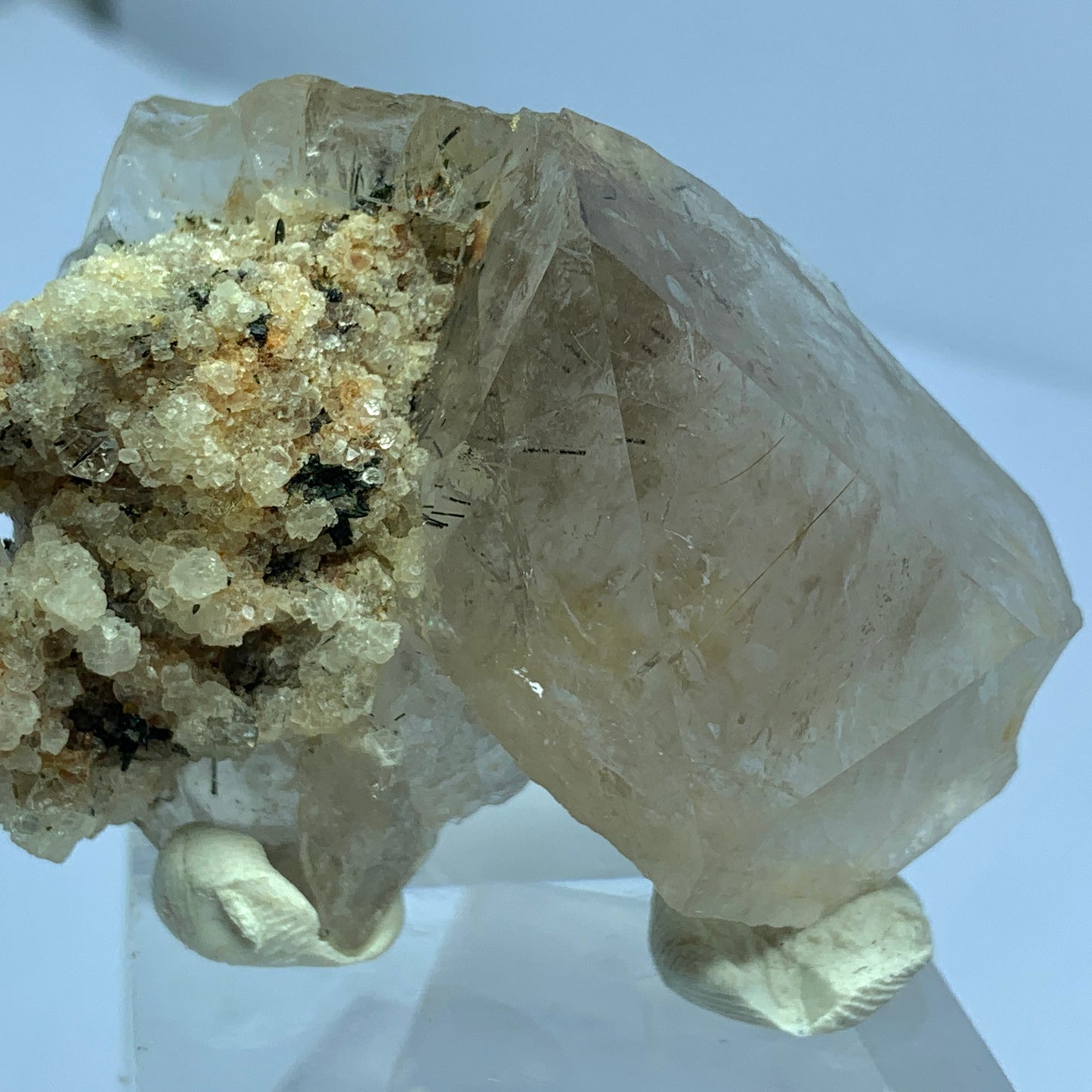 Rutile Quartz, Terminated Crystal, Lepidolite Matrix, 57 Grams, Pakistan Specimen, Black Rutile, Rare Mineral, Quartz on Matrix, Collector Grade, Rutile Quartz