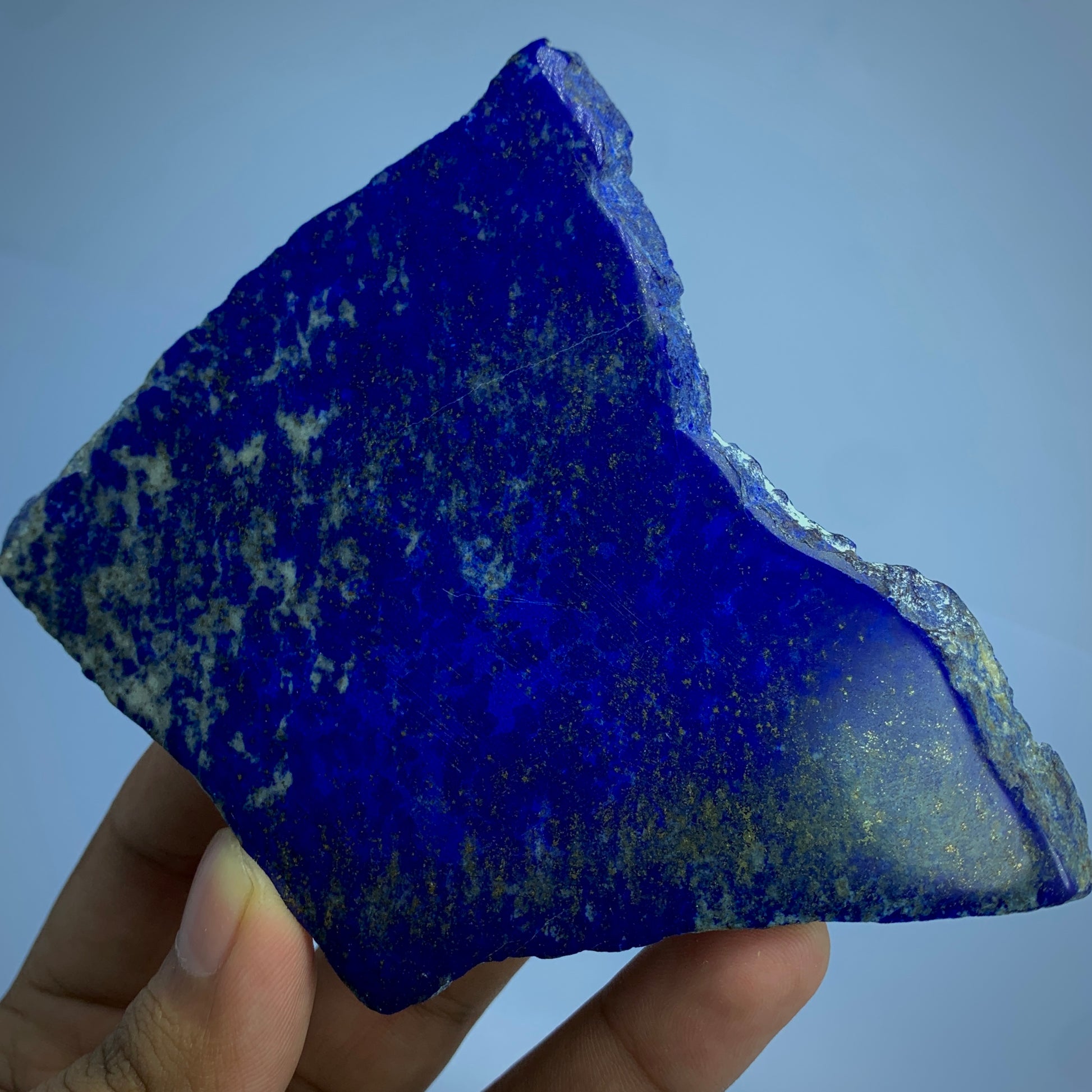 Lapis Lazuli Slab, 550 Carats, Afghan Lapis, AAA Grade, Polished Slice, Pyrite Inclusion, Royal Blue, Third Eye Chakra, Collector Gem, Display Mineral, Wisdom Stone, Afghan Origin, Investment Stone