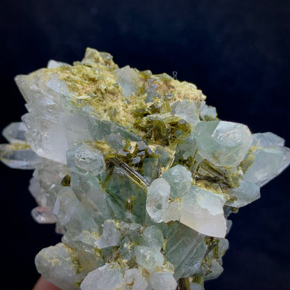 Epidote Crystal, Quartz Cluster,  Massive Mineral, Green Crystal, Heart Chakra, Abundance Stone, Collector Specimen, Investment Stone, Mineral Association, Crystal Dimensions, Natural Specimen