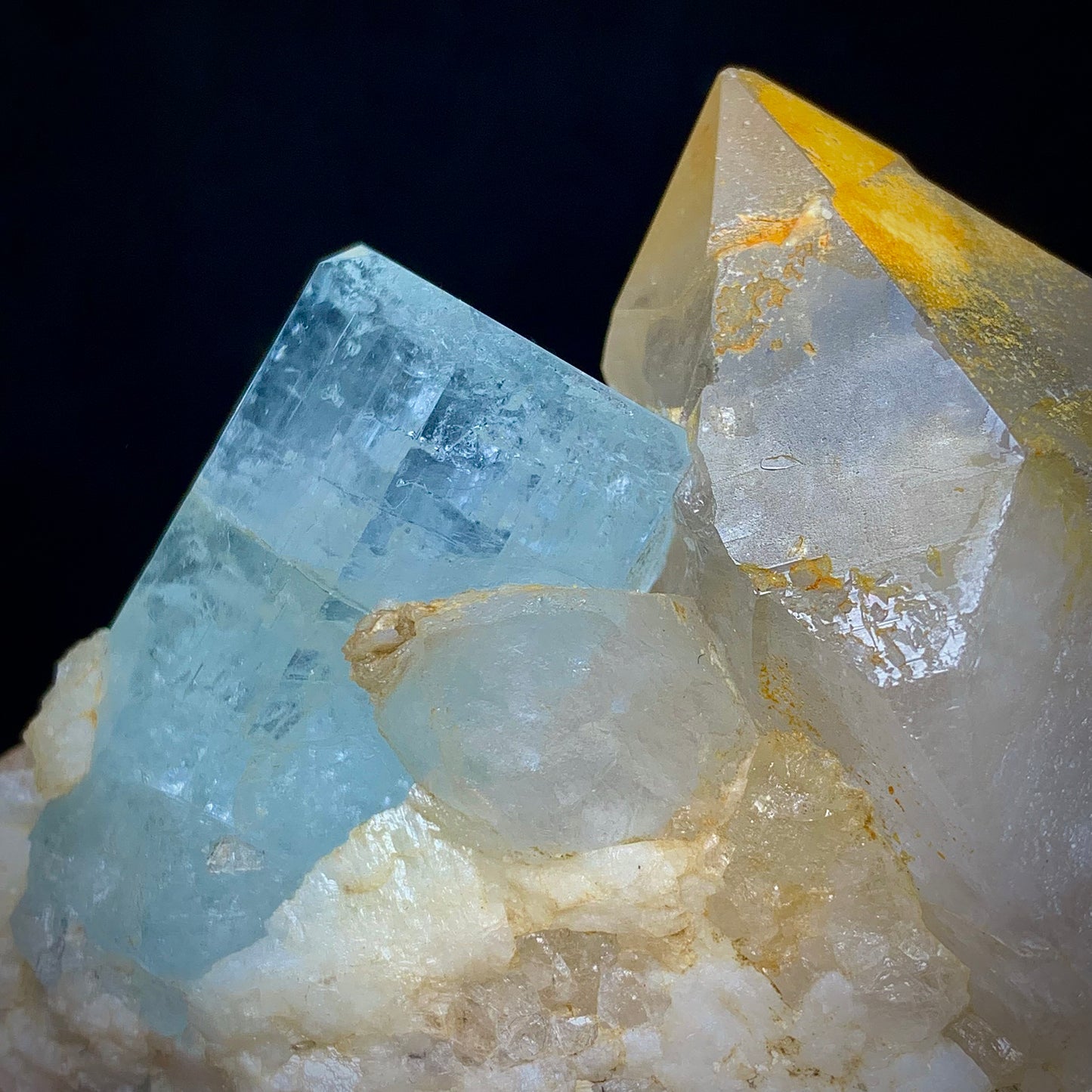 Aquamarine Crystal, Iron Quartz, Repaired Specimen, 1350 Carats, 270 Grams, Skardu Pakistan, Beryl in Matrix, Iron Coating, Collector Specimen, Aesthetic Cluster, Natural Matrix, Throat Chakra, Mineral Association