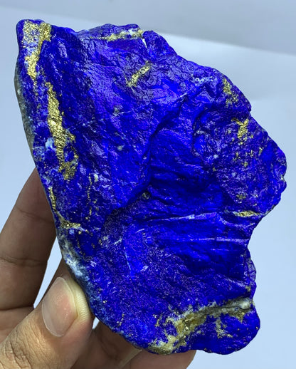 Raw Lapis Lazuli Crystal Deep Blue Color Metallic Golden Pyrite veins with Natural Texture