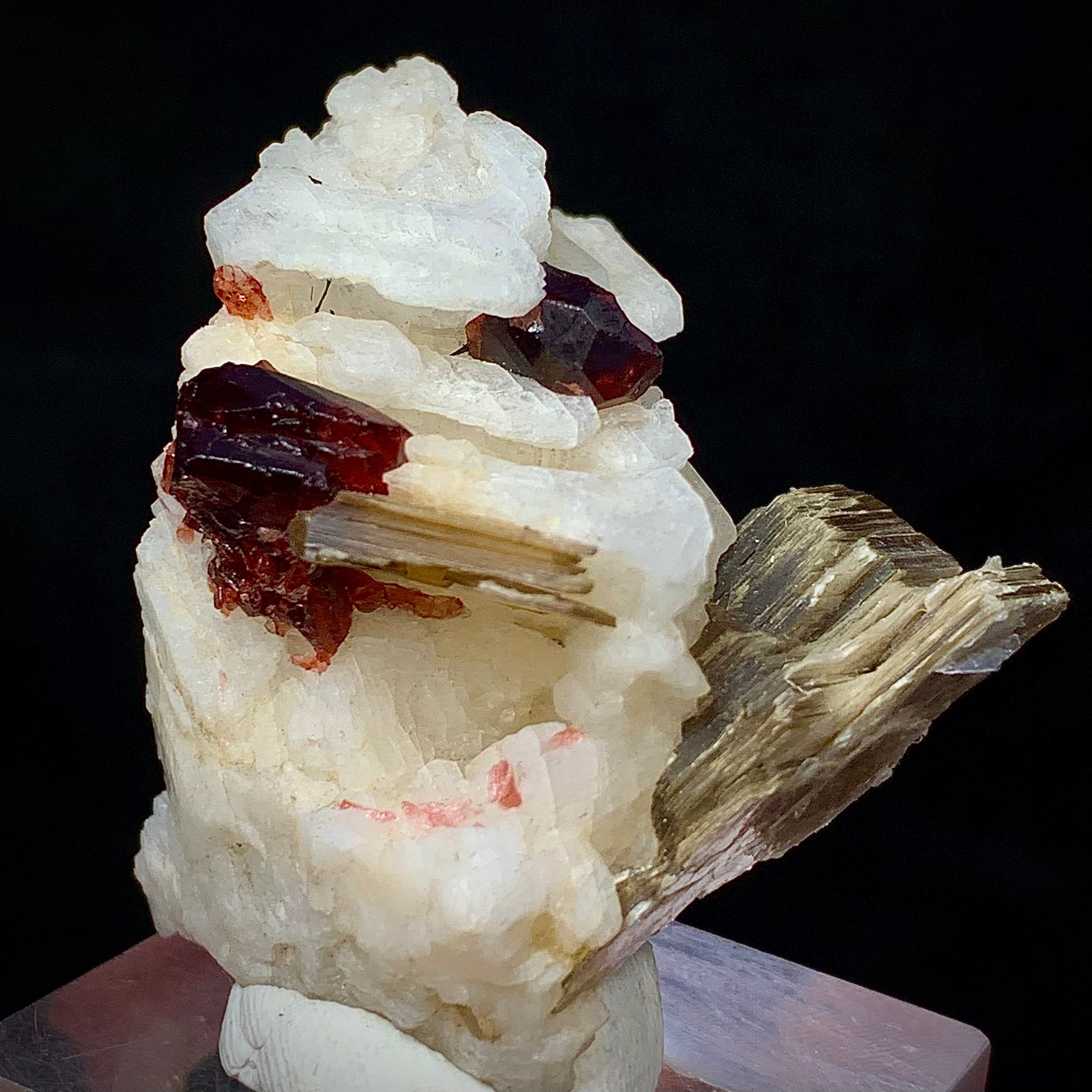 Rhodolite Garnet, Garnet in Matrix, Pakistan Mineral, Heart Chakra, Feldspar, Mica, Pegmatite Mineral, Collector Specimen, Miniature Specimen, Gemstone Crystal, Mineral Association