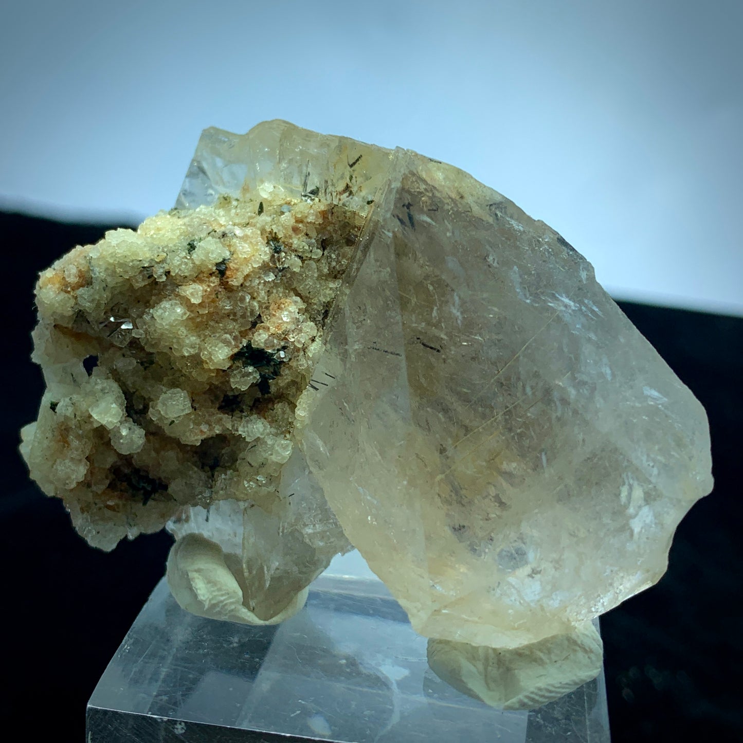 Rutile Quartz, Terminated Crystal, Lepidolite Matrix, 57 Grams, Pakistan Specimen, Black Rutile, Rare Mineral, Quartz on Matrix, Collector Grade, Rutile Quartz