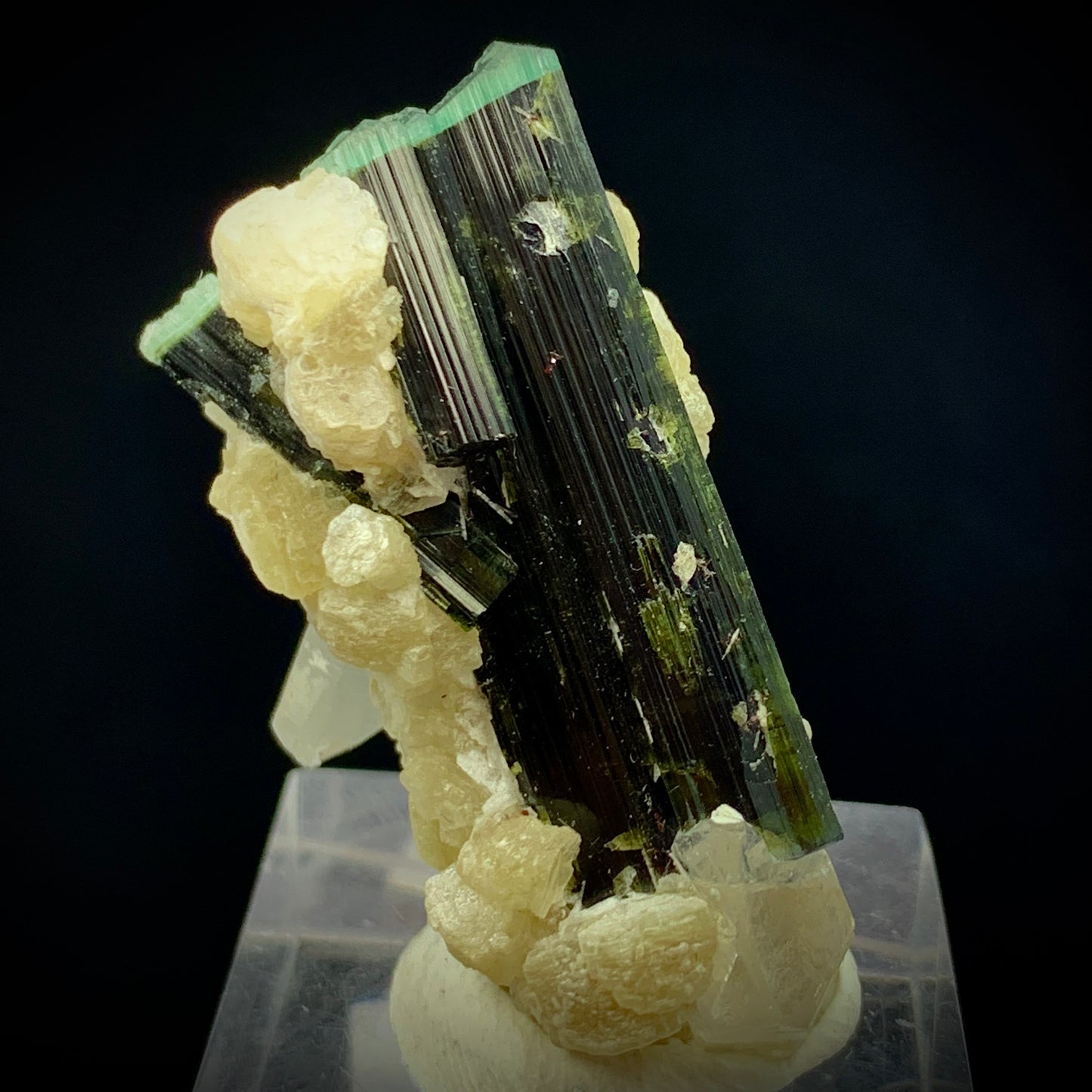 Blue Cap Tourmaline, 87 Carat, Quartz Cluster, Mica Matrix, Tourmaline Crystal, Collector Specimen, Aesthetic Cluster, Rare Mineral, Crystal Dimensions, Miniature Specimen, Throat Chakra, Elbaite, Tourmaline on Quartz