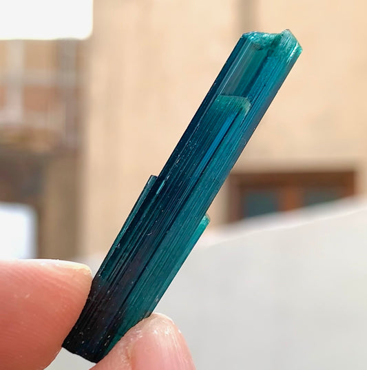 Natural Blue Indicolite Tourmaline Terminated Crystal 28 Carats | Afghanistan Gem Specimen