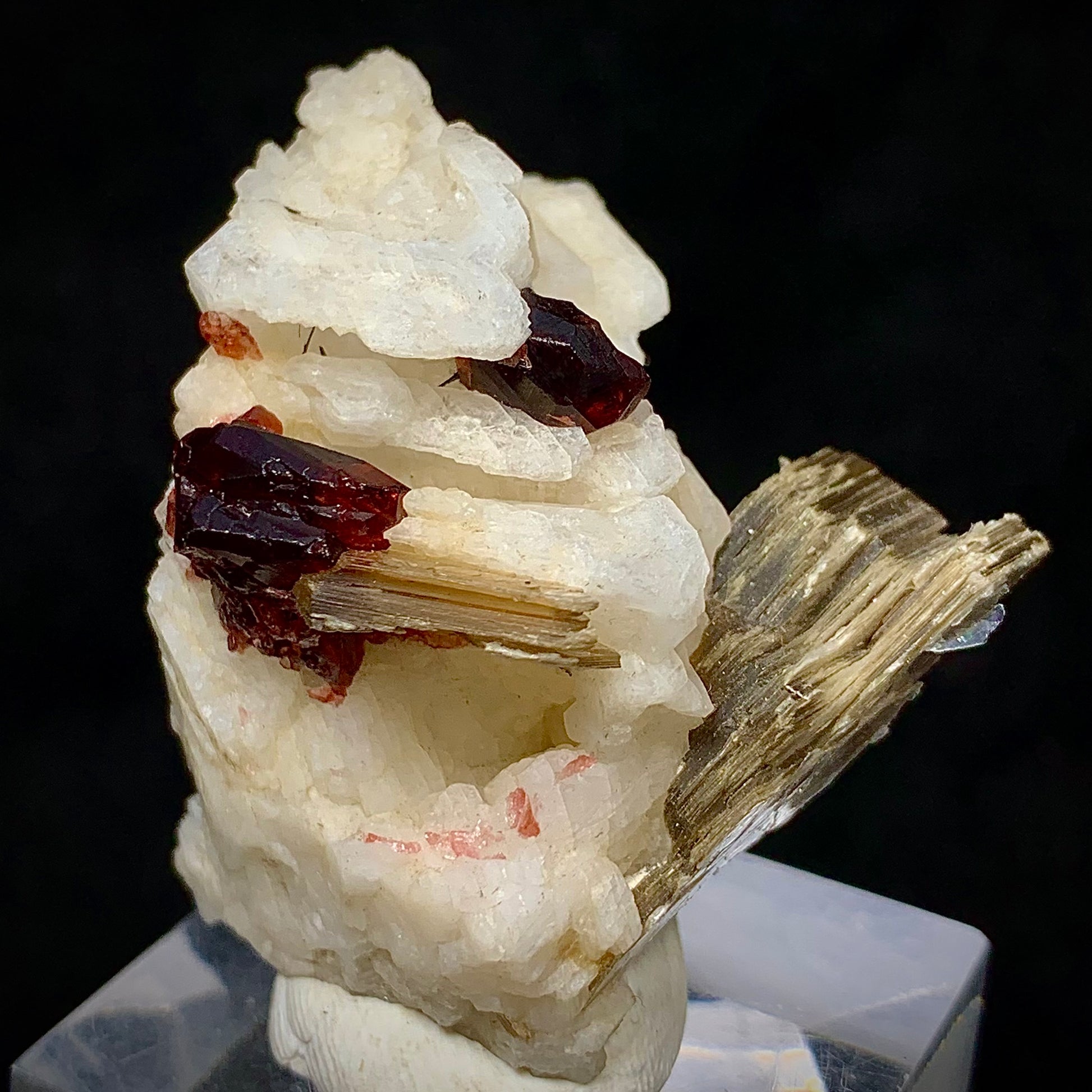 Rhodolite Garnet, Garnet in Matrix, Pakistan Mineral, Heart Chakra, Feldspar, Mica, Pegmatite Mineral, Collector Specimen, Miniature Specimen, Gemstone Crystal, Mineral Association