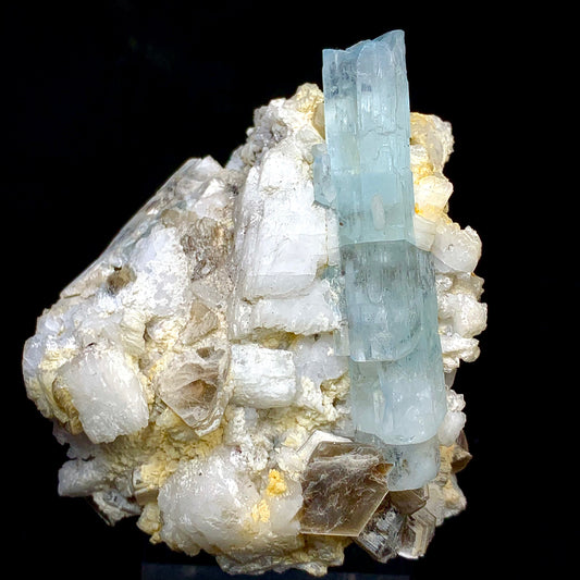 Aquamarine Crystal, Beryl in Matrix, Pakistan Mineral, Throat Chakra, Feldspar, Mica, Pegmatite Mineral, Collector Specimen, Investment Stone, Aesthetic Cluster, Natural Matrix