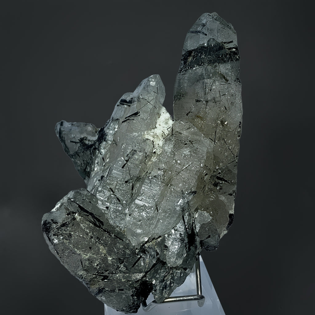 Schorl Quartz, Tourmalinated Quartz, Afghanistan Mineral, Protection Crystal, Grounding Stone, Quartz Cluster, Collector Specimen, Needle Inclusions, Investment Grade