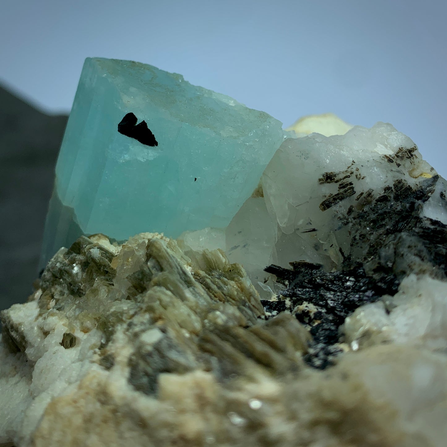 Aquamarine Tourmaline, Feldspar Matrix, 900g Mineral, Pakistan Specimen, Blue Beryl, Raw Crystal, Multi-Mineral, Collector Specimen, Rare Mineral, Aquamarine on Matrix