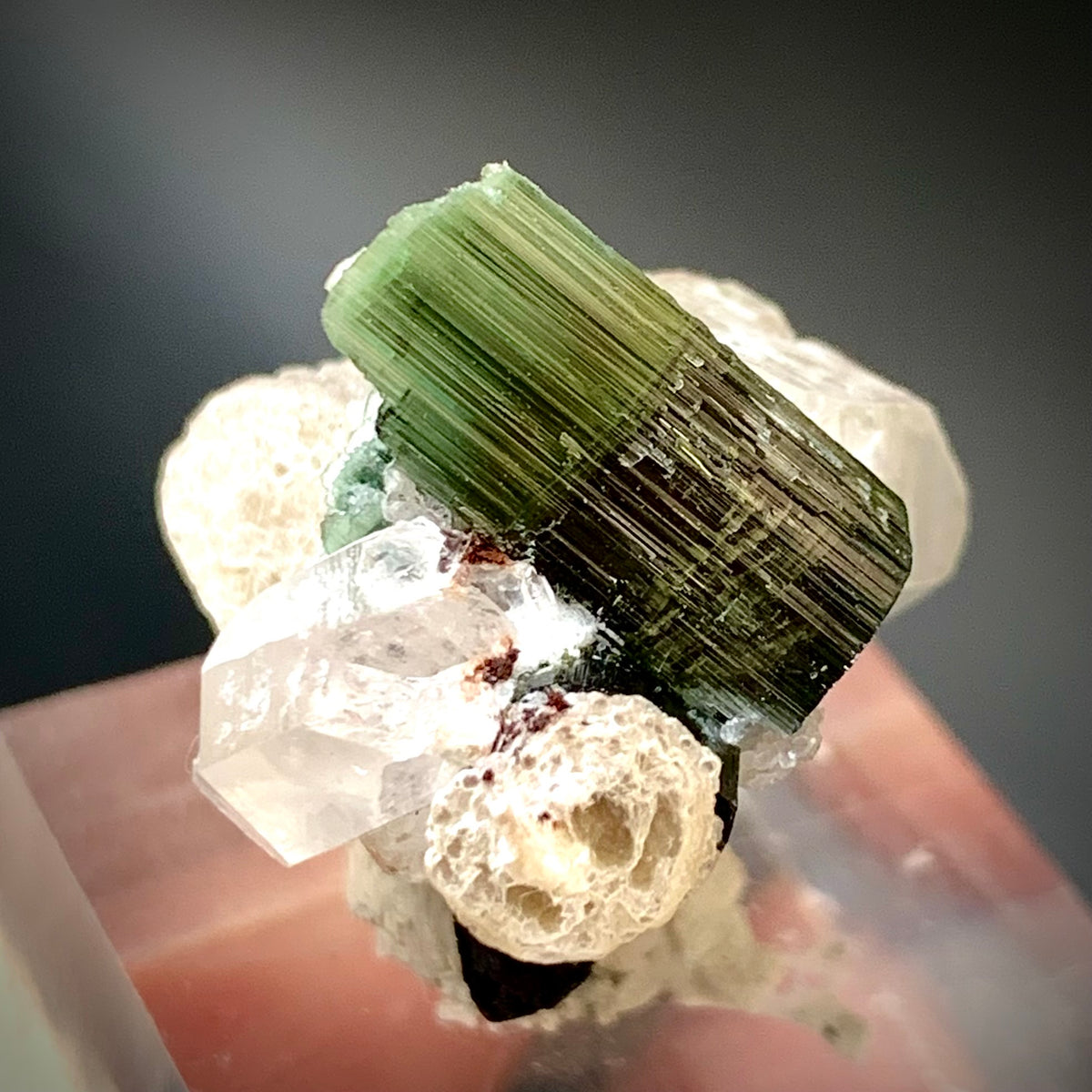 Natural Cat Eye Tourmaline Crystal with Terminated Quartz on Muscovite Mica Matrix – 10 Grams, Afghanistan