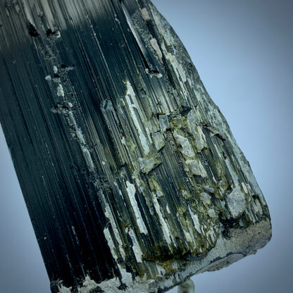Black Tourmaline, Schorl Crystal,  Epidote Inclusion, Rare Mineral, Large Crystal, Grounding Stone, Healing Crystal, Collector Specimen, Investment Stone, Tourmaline Crystal, Mineral Association, Crystal Dimensions