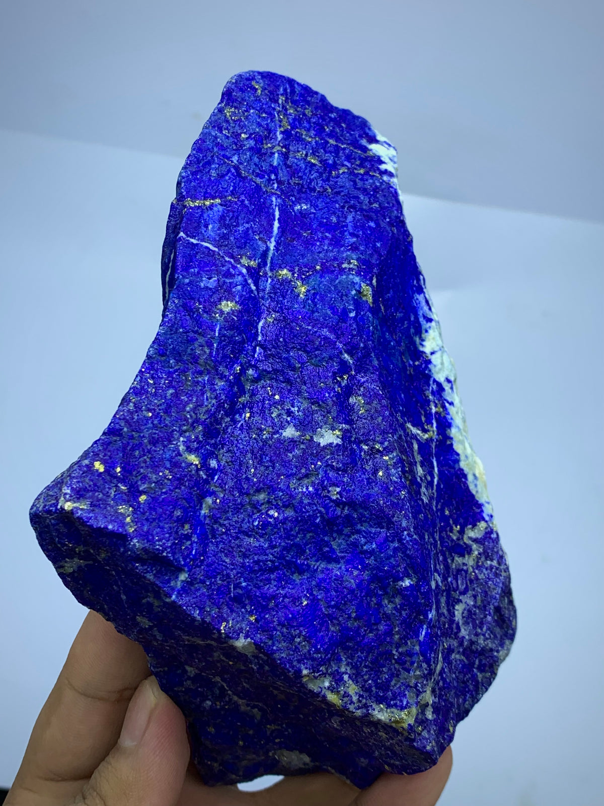 Rough Blue Lapis Lazuli Crystal specimen with golden Pyrite veins,