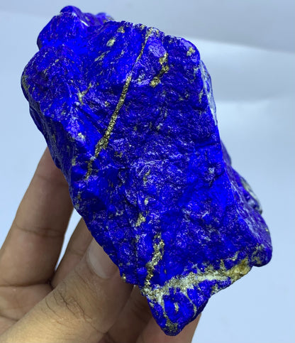 Raw Lapis Lazuli Crystal Deep Blue Color Metallic Golden Pyrite veins with Natural Texture