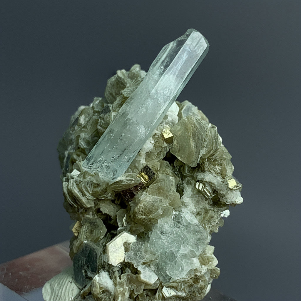 Aquamarine Crystal, Apatite, Muscovite Mica, 51 Carats, Mineral Association, Pegmatite Mineral, Throat Chakra, Beryl Crystal, Collector Specimen, Aesthetic Cluster, Miniature Specimen, Crystal Dimensions, Natural Specimen