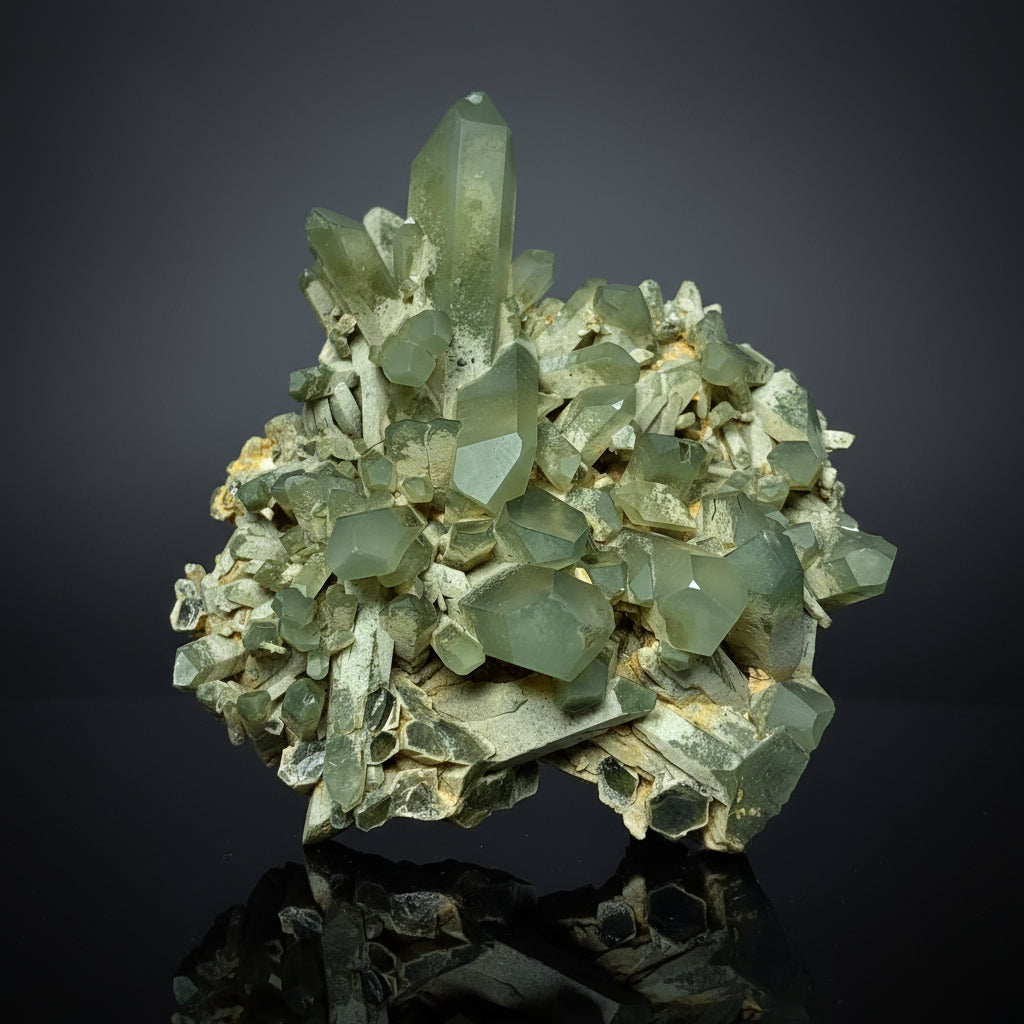 Chlorite Quartz, Green Quartz, 725 Carats, 145 Grams, Pakistan Mineral, Crystal Cleansing, Heart Chakra, Quartz Cluster, Collector Specimen, Aesthetic Cluster, Chlorite Inclusion,