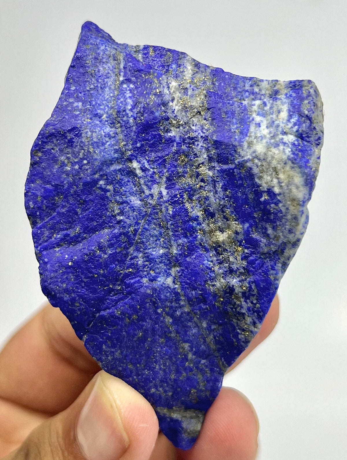 Compact Lapis Lazuli block with golden Pyrite veining
Thick 3 cm deep raw Lapis Lazuli from Badakhshan
