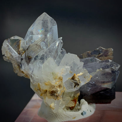 Brookite Crystal, Quartz Cluster, Rare Mineral,  Brookite on Quartz, Collector Specimen, High Energy, Miniature Specimen, Mineral Association, Crystal Dimensions, Natural Specimen, Investment Stone