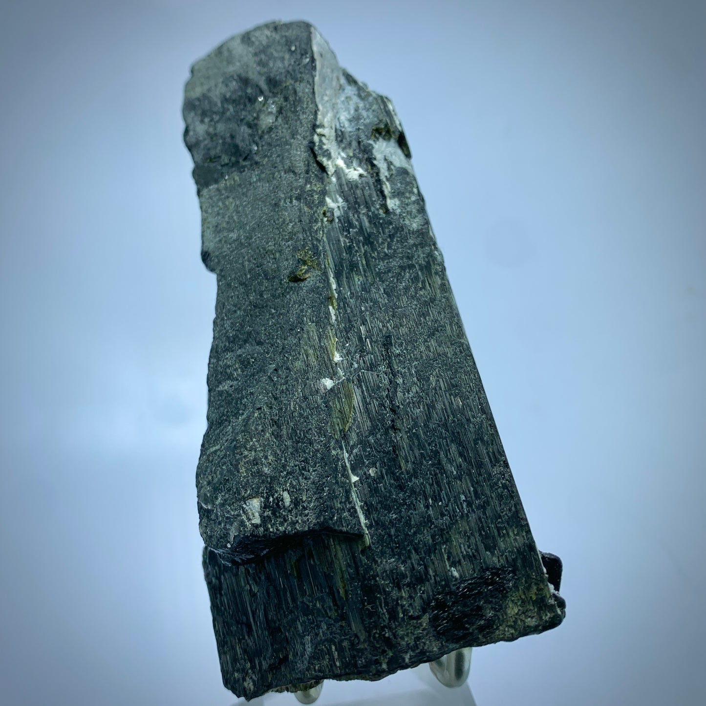 Black Tourmaline, Schorl Crystal,  Epidote Inclusion, Rare Mineral, Large Crystal, Grounding Stone, Healing Crystal, Collector Specimen, Investment Stone, Tourmaline Crystal, Mineral Association, Crystal Dimensions