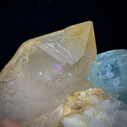 Aquamarine Crystal, Iron Quartz, Repaired Specimen, 1350 Carats, 270 Grams, Skardu Pakistan, Beryl in Matrix, Iron Coating, Collector Specimen, Aesthetic Cluster, Natural Matrix, Throat Chakra, Mineral Association