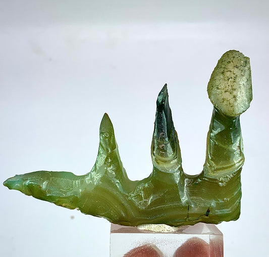 54 Grams Sculptural Green Agate Specimen Rare Stalactitic Chalcedony Formation Natural Mineral Specimen