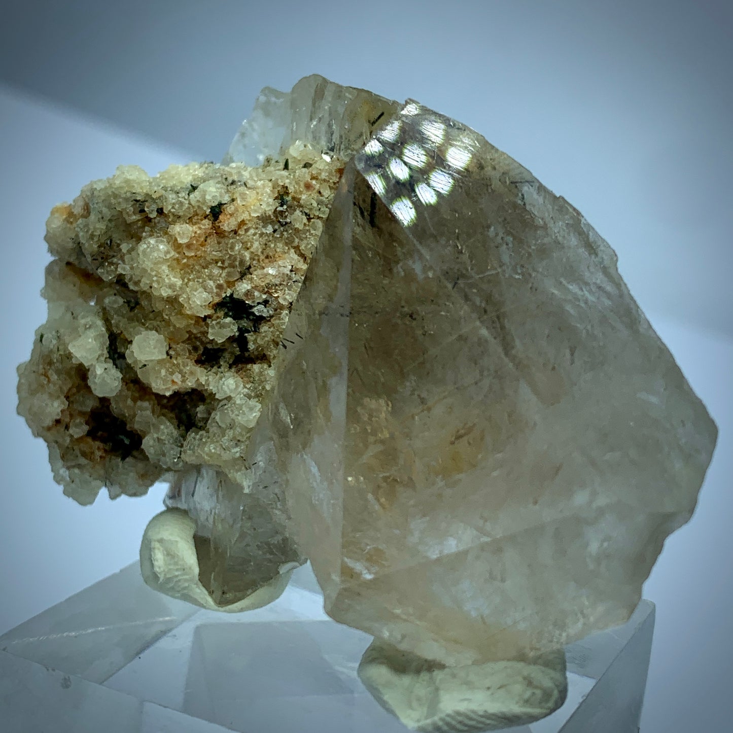 Rutile Quartz, Terminated Crystal, Lepidolite Matrix, 57 Grams, Pakistan Specimen, Black Rutile, Rare Mineral, Quartz on Matrix, Collector Grade, Rutile Quartz