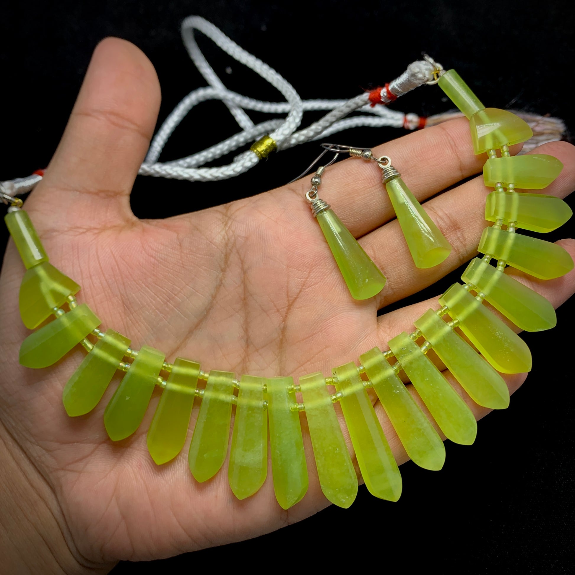 Serpentine Jade, Jade Necklace Set, 450 Carats, 925 Silver Jewelry, Statement Jewelry, Green Gemstone, Heart Chakra, Transformation Stone, Matching Set, Fine Jewelry, Investment Piece, Serpentine, Gemstone Jewelry