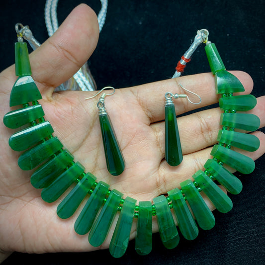 Nephrite Jade, Jade Necklace, Jade Earrings, 450 Carats, Massive Gemstone, Healing Crystal, Heart Chakra, Good Luck Stone, Statement Jewelry, Green Gemstone, Investment Piece, Jade Set, Natural Jade