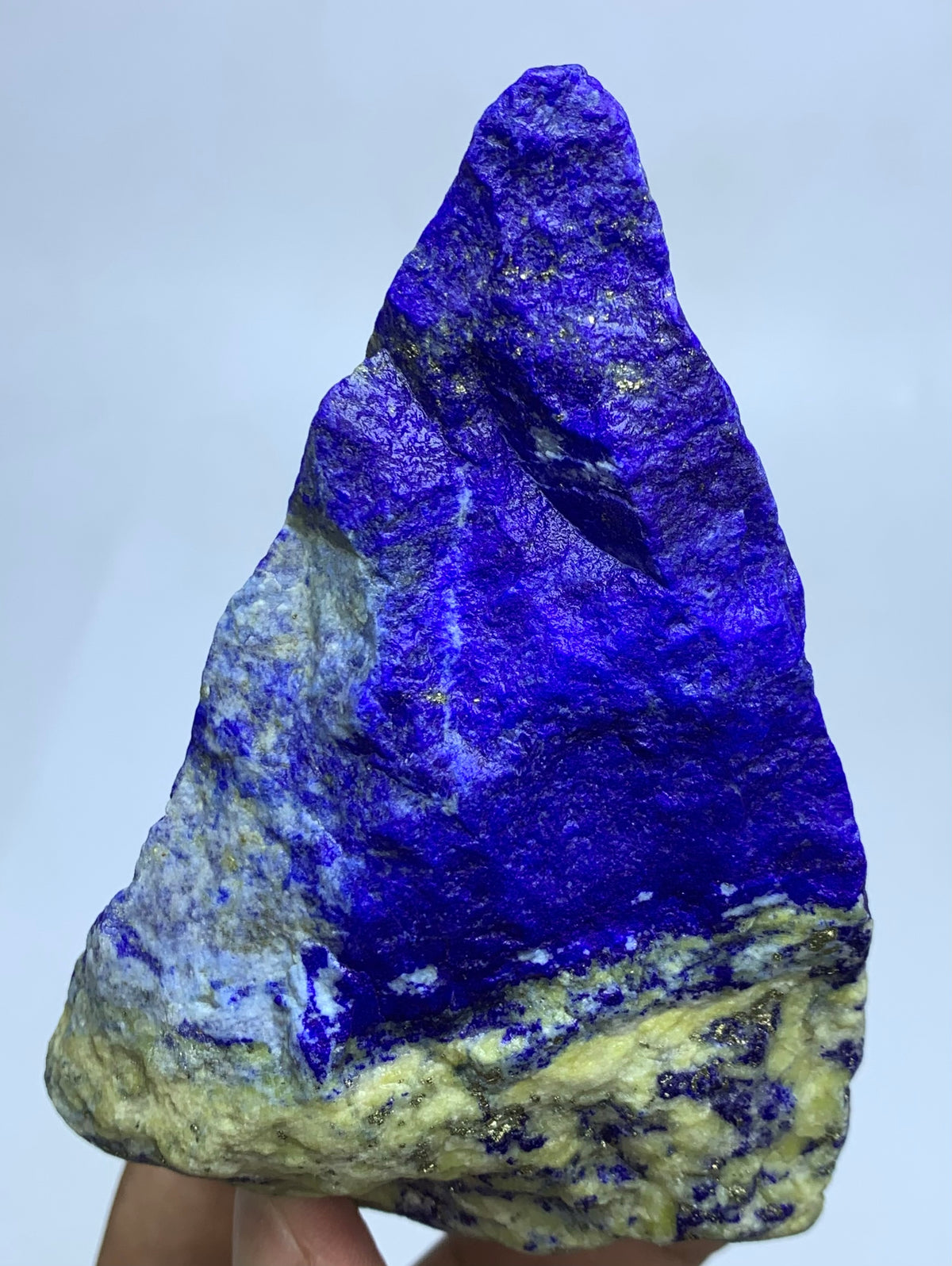 Deep indigo Lapis Lazuli with textured face
Thick jagged Lapis Lazuli, depth angle view