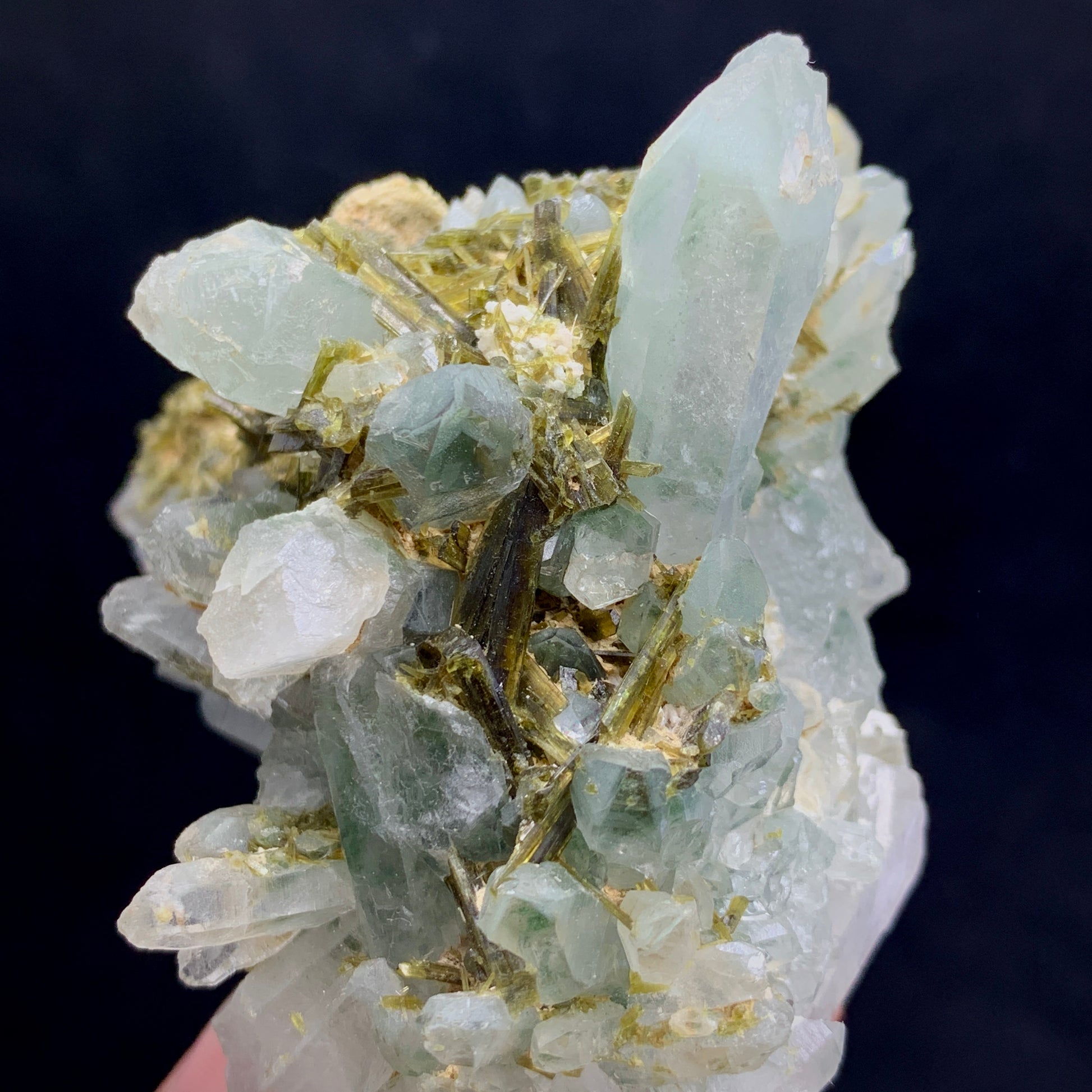 Epidote Crystal, Quartz Cluster,  Massive Mineral, Green Crystal, Heart Chakra, Abundance Stone, Collector Specimen, Investment Stone, Mineral Association, Crystal Dimensions, Natural Specimen