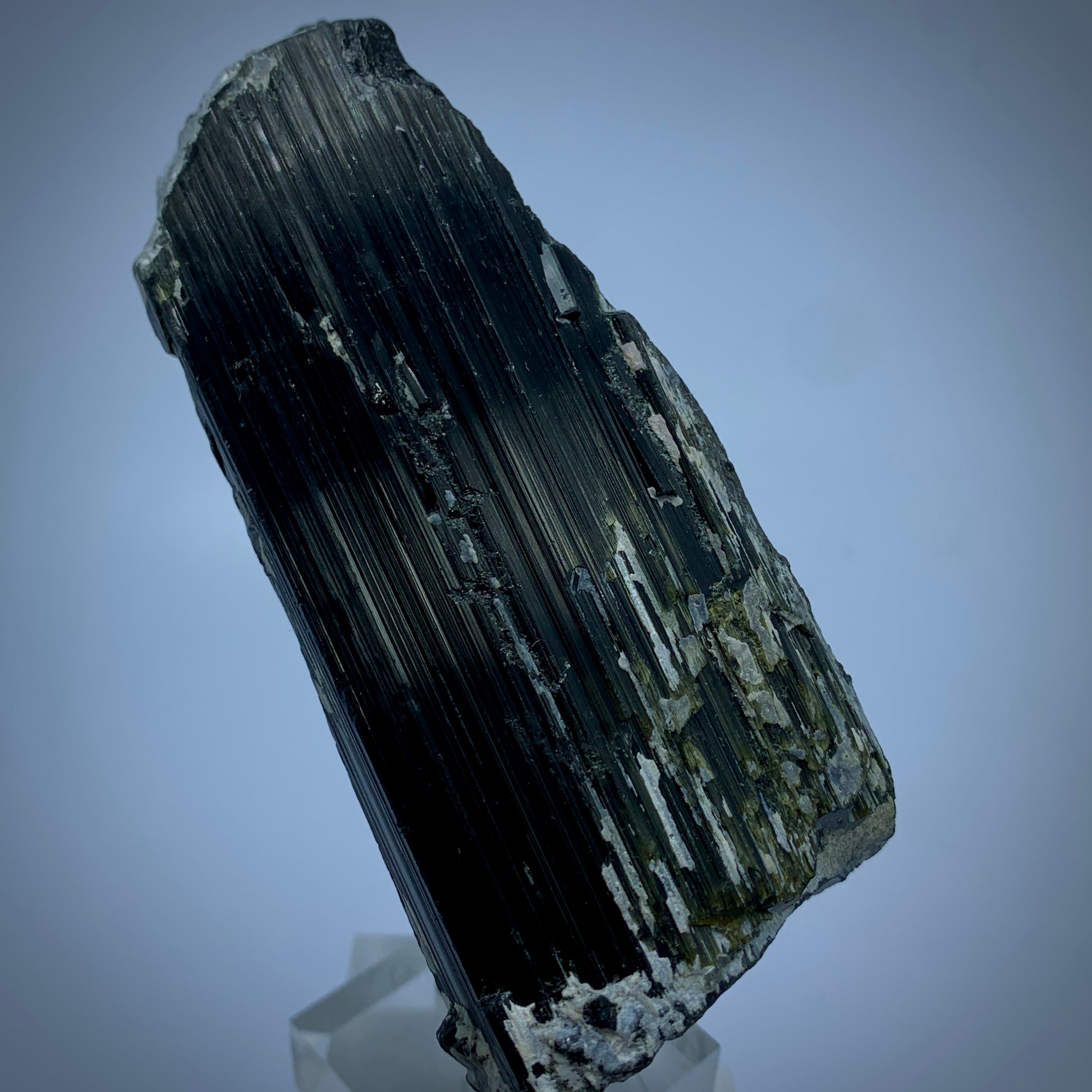 Black Tourmaline, Schorl Crystal,  Epidote Inclusion, Rare Mineral, Large Crystal, Grounding Stone, Healing Crystal, Collector Specimen, Investment Stone, Tourmaline Crystal, Mineral Association, Crystal Dimensions