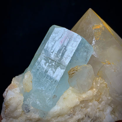 Aquamarine Crystal, Iron Quartz, Repaired Specimen, 1350 Carats, 270 Grams, Skardu Pakistan, Beryl in Matrix, Iron Coating, Collector Specimen, Aesthetic Cluster, Natural Matrix, Throat Chakra, Mineral Association