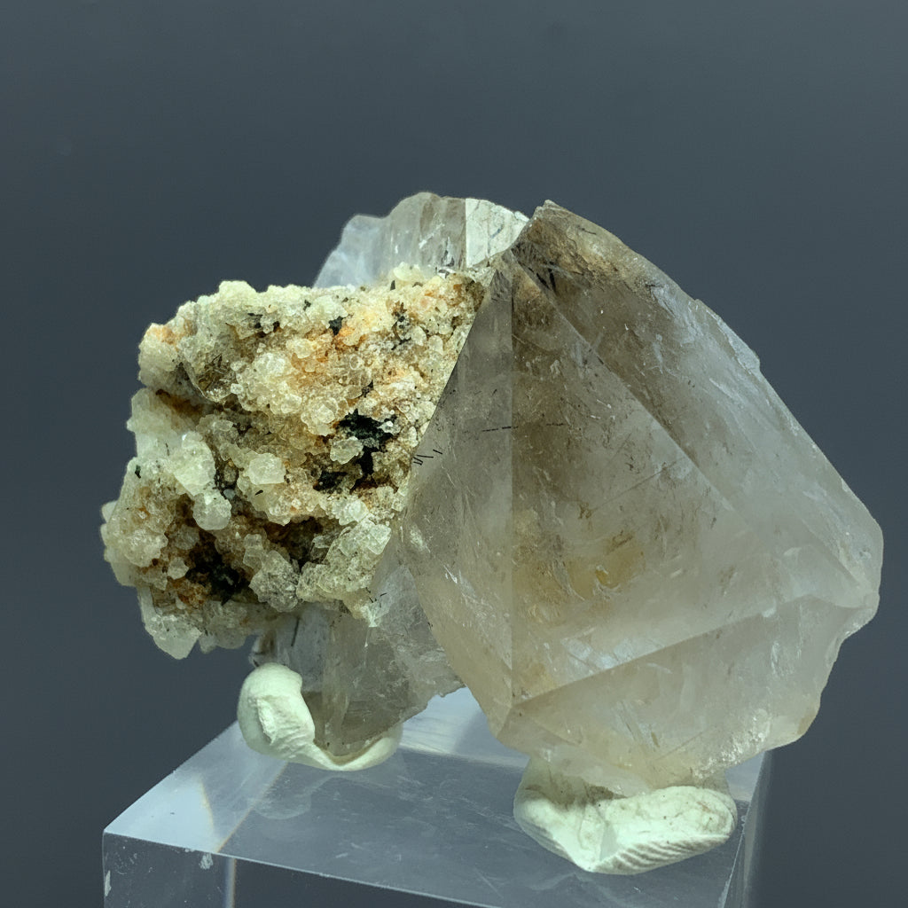 Rutile Quartz, Terminated Crystal, Lepidolite Matrix, 57 Grams, Pakistan Specimen, Black Rutile, Rare Mineral, Quartz on Matrix, Collector Grade, Rutile Quartz
