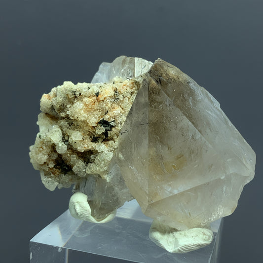 Rutile Quartz, Terminated Crystal, Lepidolite Matrix, 57 Grams, Pakistan Specimen, Black Rutile, Rare Mineral, Quartz on Matrix, Collector Grade, Rutile Quartz
