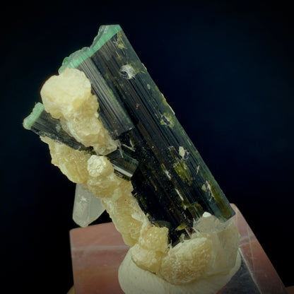 Blue Cap Tourmaline, 87 Carat, Quartz Cluster, Mica Matrix, Tourmaline Crystal, Collector Specimen, Aesthetic Cluster, Rare Mineral, Crystal Dimensions, Miniature Specimen, Throat Chakra, Elbaite, Tourmaline on Quartz