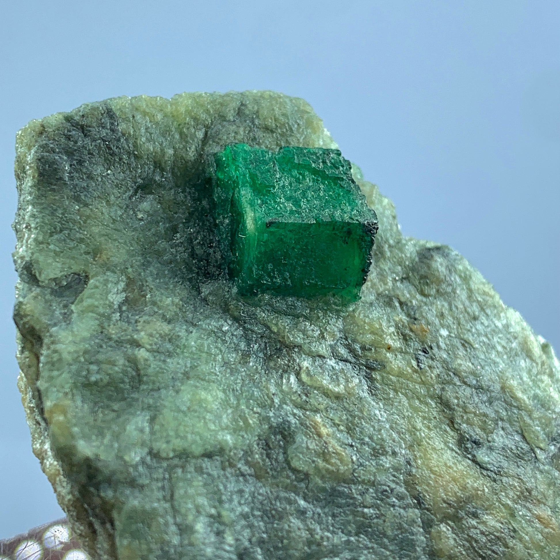 Emerald Crystal on Matrix, 290 Carat Emerald, Terminated Crystal, Vivid Green Emerald, Swat Valley Pakistan, Rare Specimen, Natural Surface Structure, Mineral Collector, Investment Stone, Raw Emerald, Large Crystal