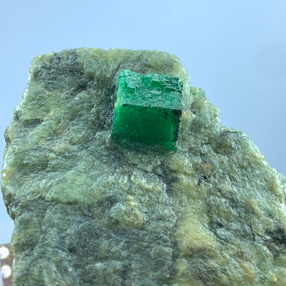 Emerald Crystal on Matrix, 290 Carat Emerald, Terminated Crystal, Vivid Green Emerald, Swat Valley Pakistan, Rare Specimen, Natural Surface Structure, Mineral Collector, Investment Stone, Raw Emerald, Large Crystal