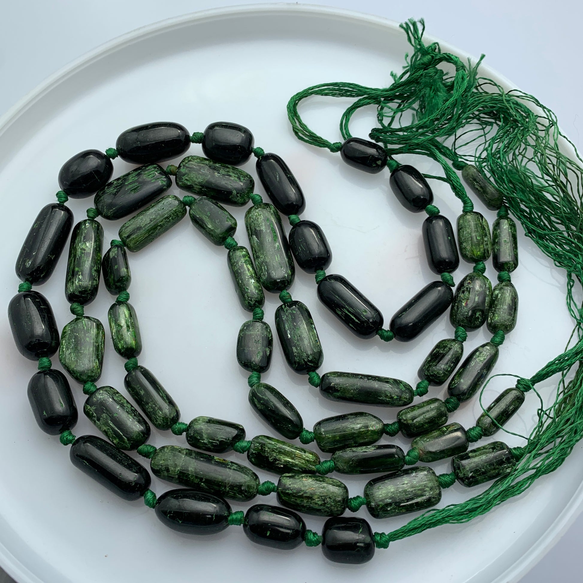 Green Tourmaline Necklace, Epidote Jewelry, Beaded Gemstone Necklace, Polished Tourmaline, Natural Green Stone, Healing Jewelry, Chakra Necklace, Handmade Gemstone, Gift for Her, Epidote Tourmaline