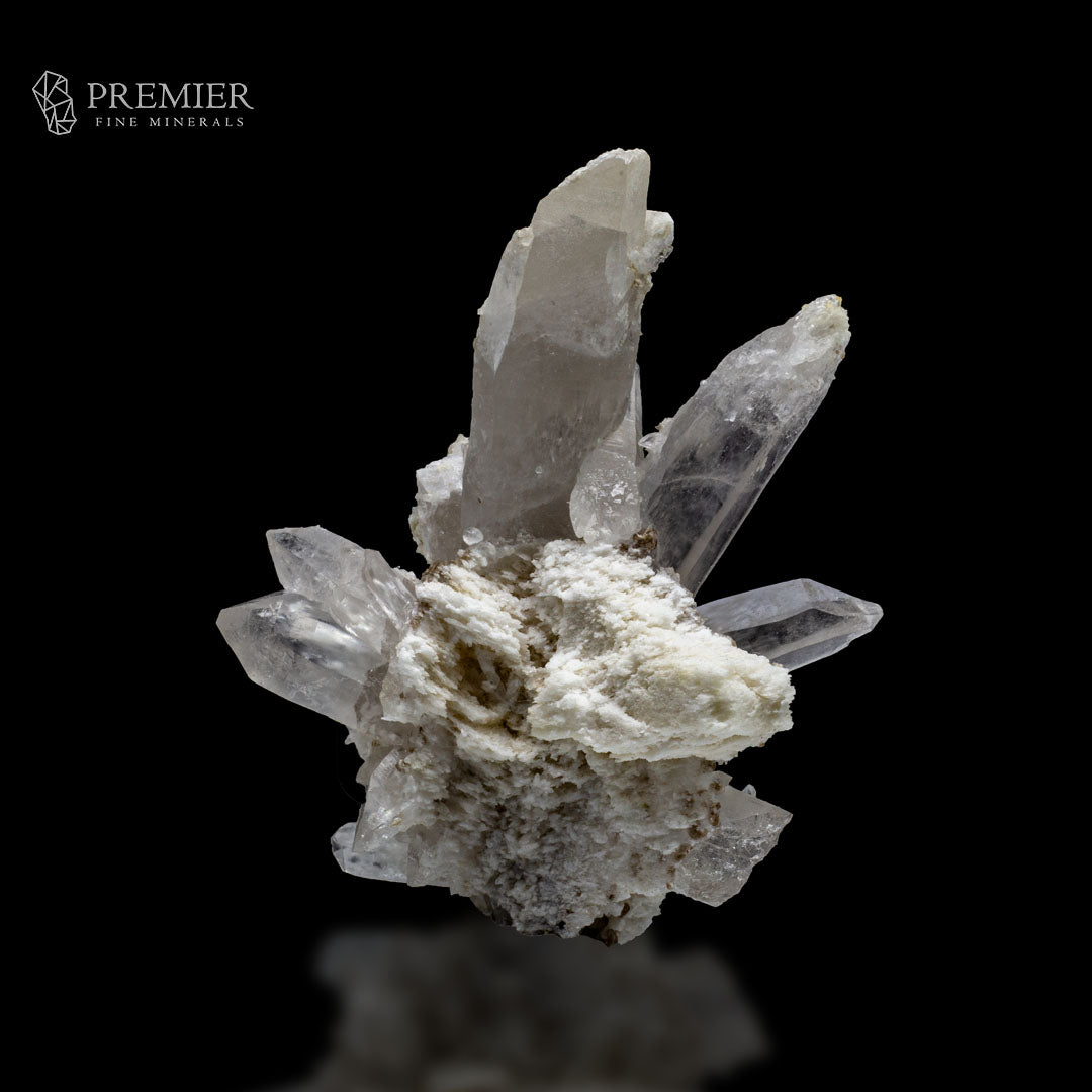 Etched Lemurian Quartz cluster on Feldspar, Pakistan
Quartz crystal points on white Feldspar matrix