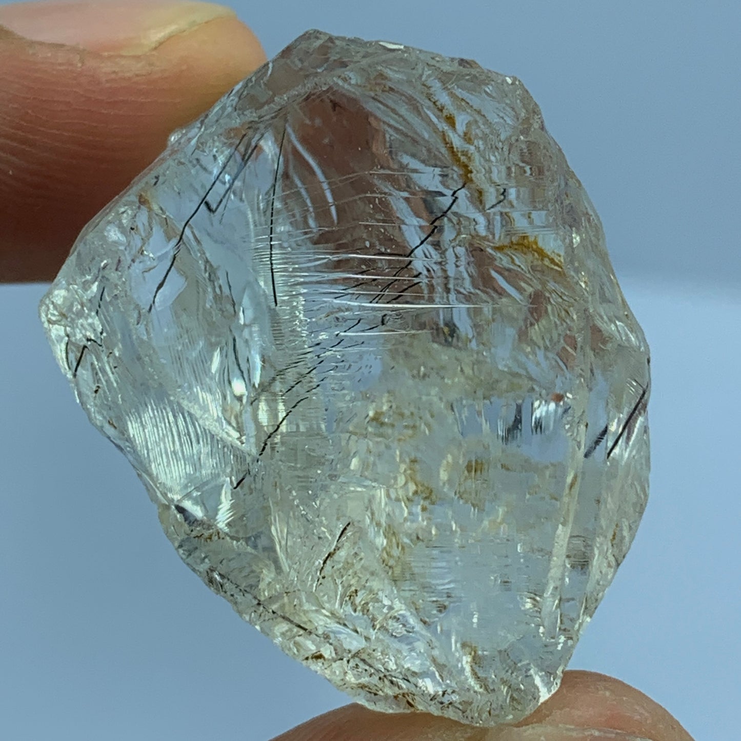 Rutilated Quartz, Black Rutile Quartz, Etched Quartz, Quartz Crystal, Raw Crystal, Natural Mineral, 85 Carat Quartz, Pakistan Mineral, Clear Quartz, Quartz Specimen, Healing Crystal, Gemstone Rough, Rutile Inclusions.