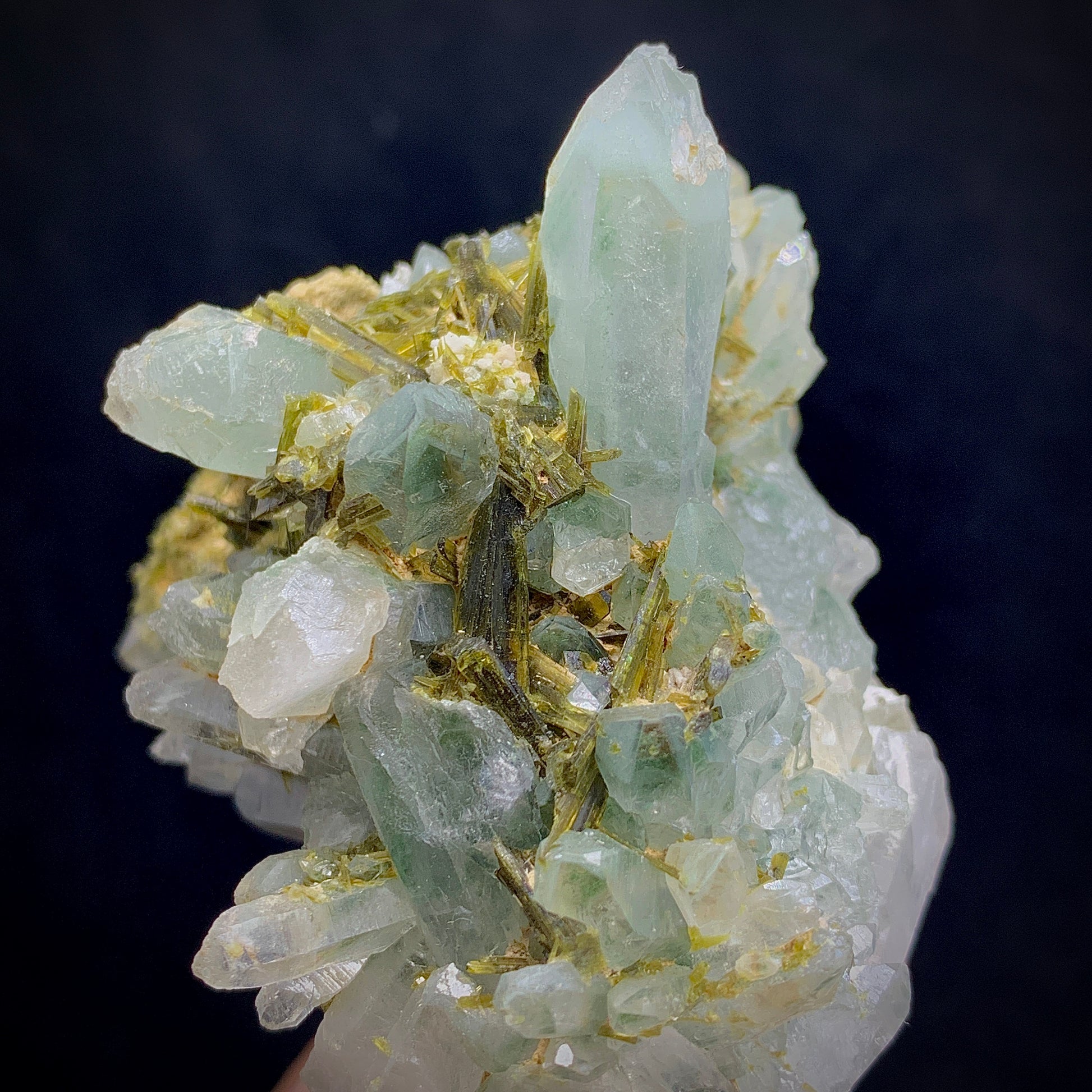 Epidote Crystal, Quartz Cluster,  Massive Mineral, Green Crystal, Heart Chakra, Abundance Stone, Collector Specimen, Investment Stone, Mineral Association, Crystal Dimensions, Natural Specimen