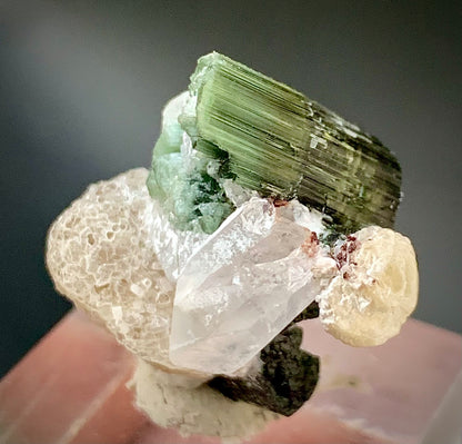 Natural Cat Eye Tourmaline Crystal with Terminated Quartz on Muscovite Mica Matrix – 10 Grams, Afghanistan