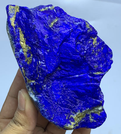 Raw Lapis Lazuli Crystal Deep Blue Color Metallic Golden Pyrite veins with Natural Texture