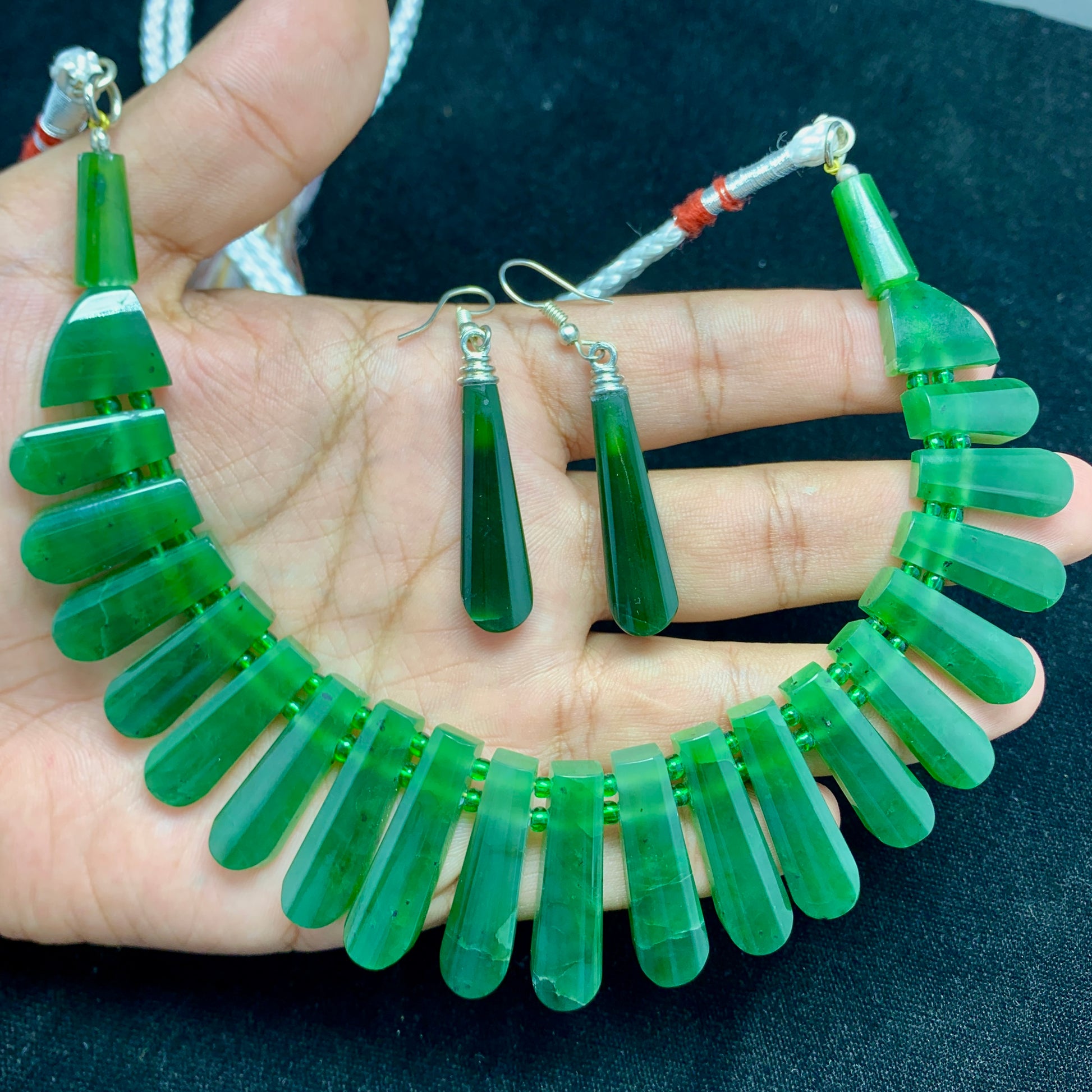 Nephrite Jade, Jade Necklace, Jade Earrings, 450 Carats, Massive Gemstone, Healing Crystal, Heart Chakra, Good Luck Stone, Statement Jewelry, Green Gemstone, Investment Piece, Jade Set, Natural Jade