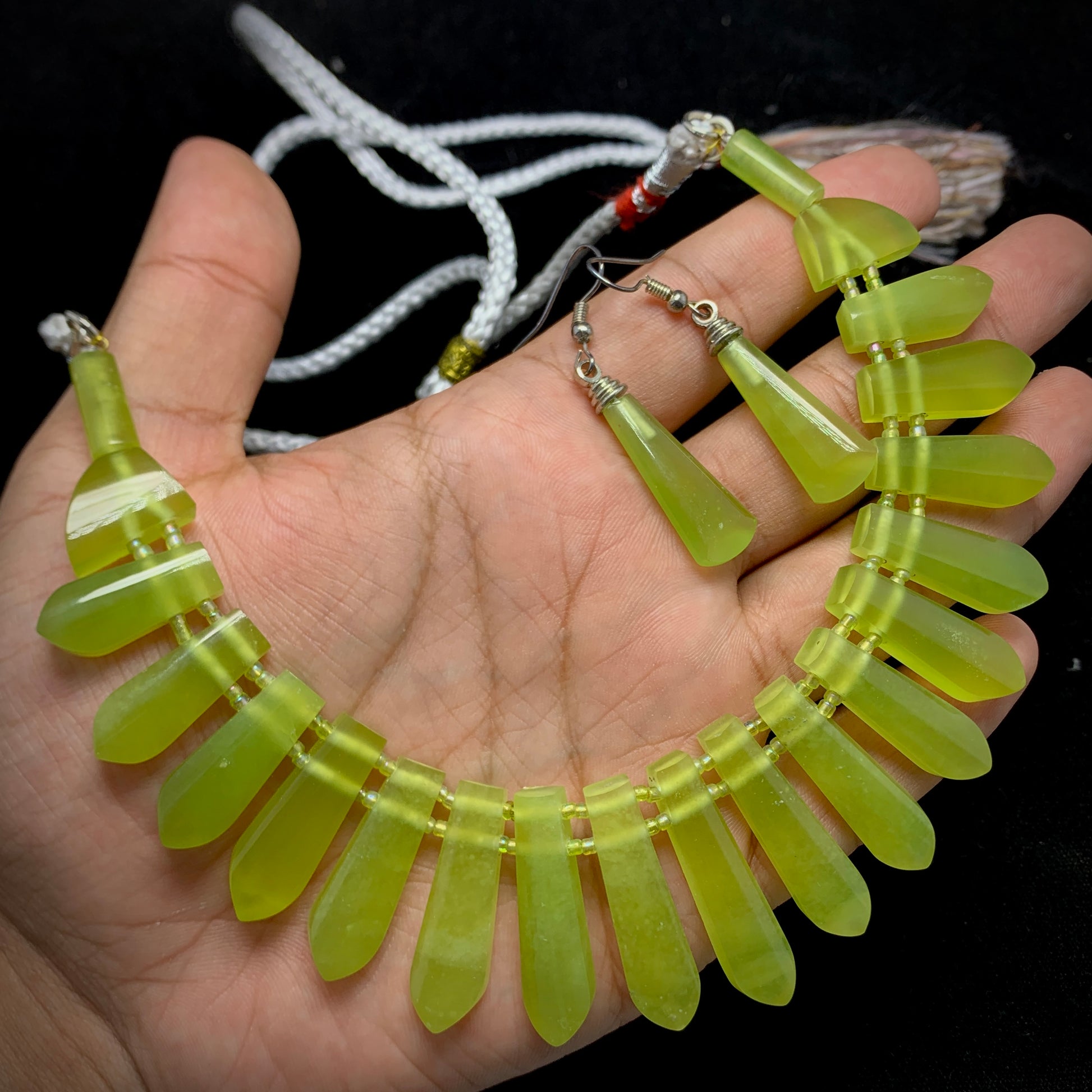 Serpentine Jade, Jade Necklace Set, 450 Carats, 925 Silver Jewelry, Statement Jewelry, Green Gemstone, Heart Chakra, Transformation Stone, Matching Set, Fine Jewelry, Investment Piece, Serpentine, Gemstone Jewelry