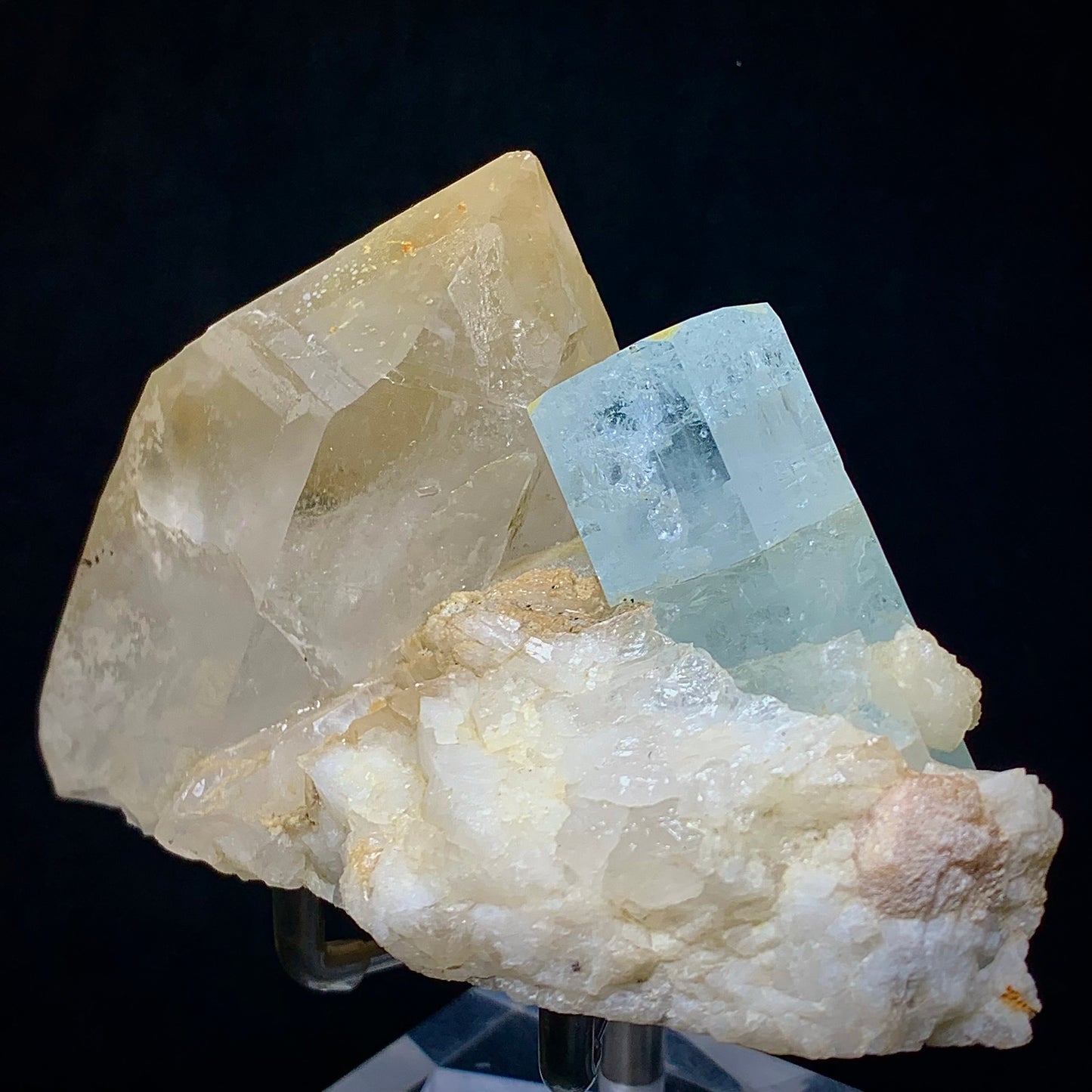 Aquamarine Crystal, Iron Quartz, Repaired Specimen, 1350 Carats, 270 Grams, Skardu Pakistan, Beryl in Matrix, Iron Coating, Collector Specimen, Aesthetic Cluster, Natural Matrix, Throat Chakra, Mineral Association