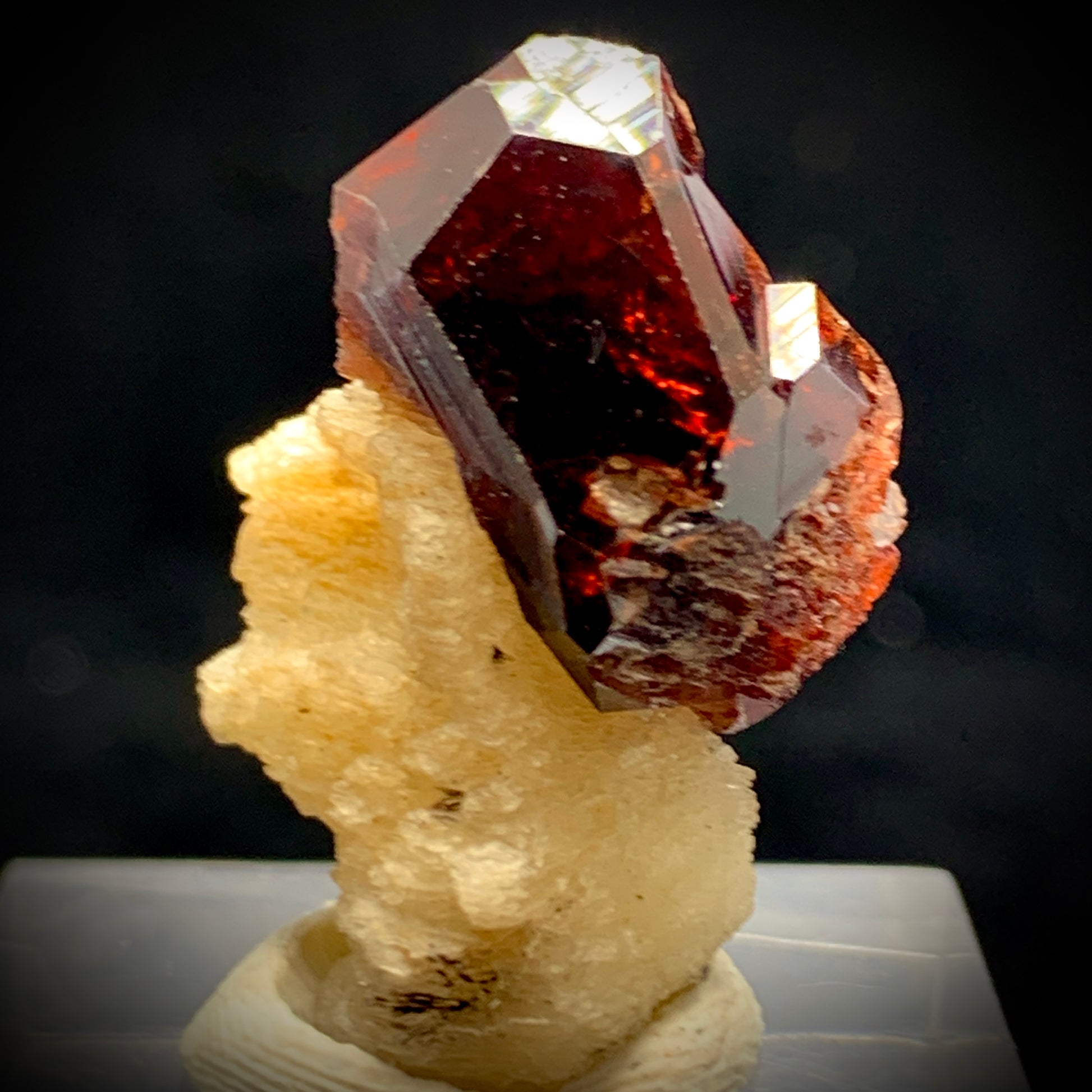 Garnet Crystal, Garnet on Matrix, Terminated Garnet, Mineral Specimen, Rare Crystal, Collector Mineral, Quartz Feldspar, 38.40ct, Raw Gemstone, Healing Crystal, Home Decor, Gift for Geologist