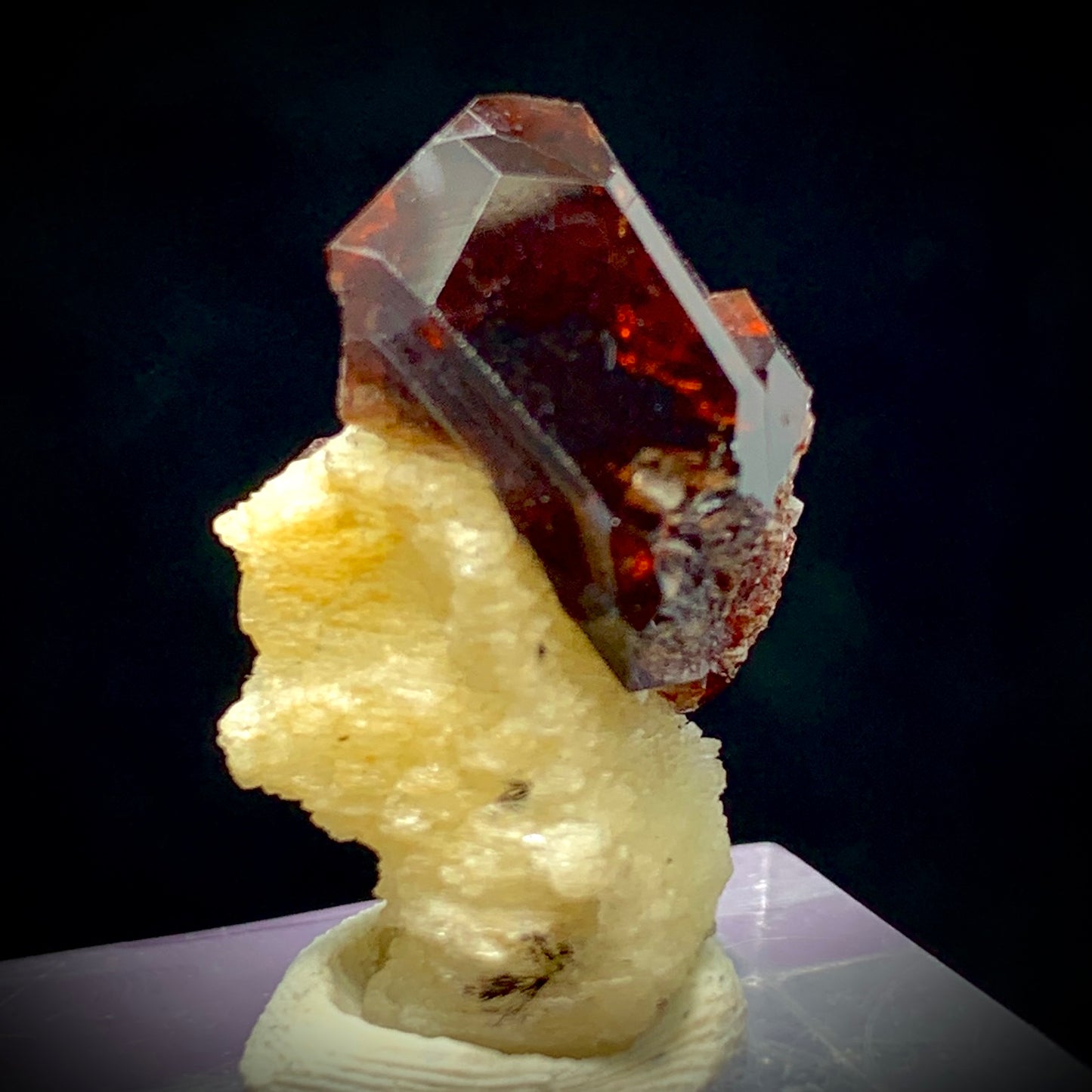 Garnet Crystal, Garnet on Matrix, Terminated Garnet, Mineral Specimen, Rare Crystal, Collector Mineral, Quartz Feldspar, 38.40ct, Raw Gemstone, Healing Crystal, Home Decor, Gift for Geologist