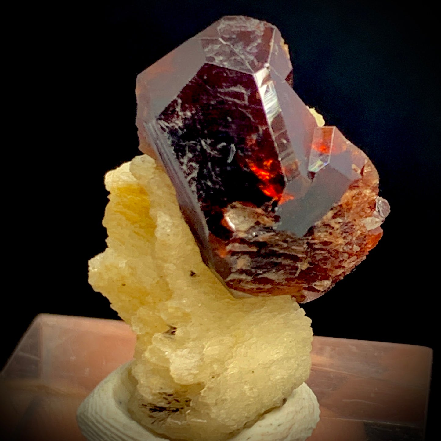 Garnet Crystal, Garnet on Matrix, Terminated Garnet, Mineral Specimen, Rare Crystal, Collector Mineral, Quartz Feldspar, 38.40ct, Raw Gemstone, Healing Crystal, Home Decor, Gift for Geologist