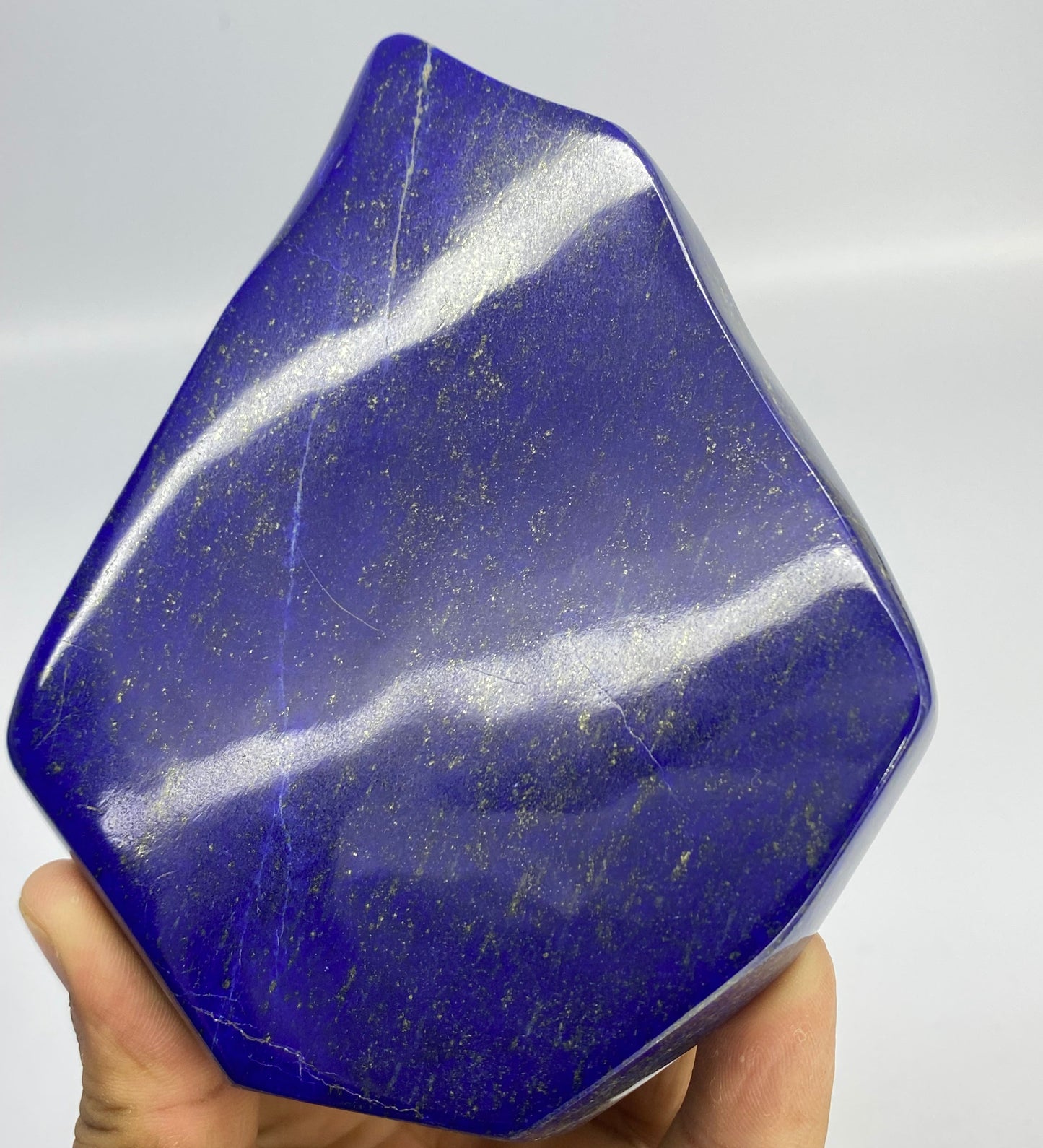Lapis Lazuli, Lazurite, Afghanistan Minerals, 364g, Polished Gemstone, Royal Blue Lapis, Pyrite Inclusions, Freeform Lapis, Display Specimen